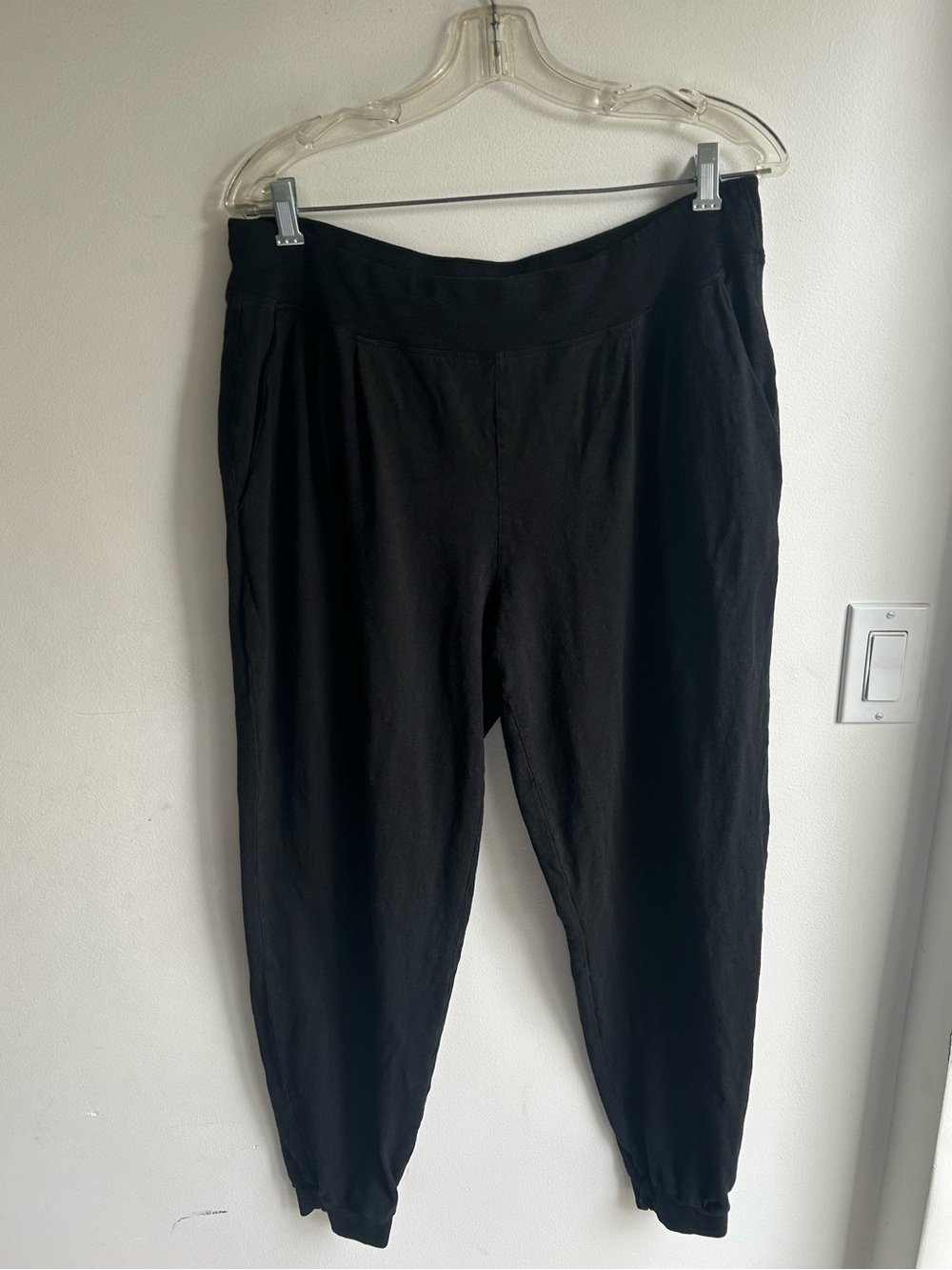 Eileen Fisher organic cotton hemp blend joggers/slouchy pants size Large black